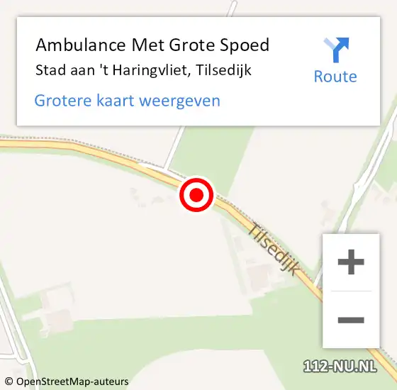 Locatie op kaart van de 112 melding: Ambulance Met Grote Spoed Naar Stad aan 't Haringvliet, Tilsedijk op 15 november 2018 21:32