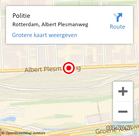 Locatie op kaart van de 112 melding: Politie Rotterdam, Albert Plesmanweg op 15 november 2018 21:32