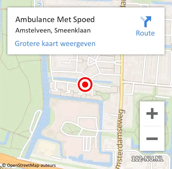 Locatie op kaart van de 112 melding: Ambulance Met Spoed Naar Amstelveen, Smeenklaan op 15 november 2018 21:34