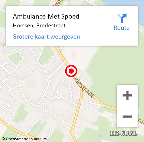 Locatie op kaart van de 112 melding: Ambulance Met Spoed Naar Horssen, Bredestraat op 15 november 2018 21:54