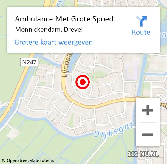 Locatie op kaart van de 112 melding: Ambulance Met Grote Spoed Naar Monnickendam, Drevel op 15 november 2018 22:27