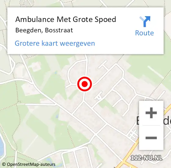 Locatie op kaart van de 112 melding: Ambulance Met Grote Spoed Naar Beegden, Bosstraat op 16 november 2018 00:18