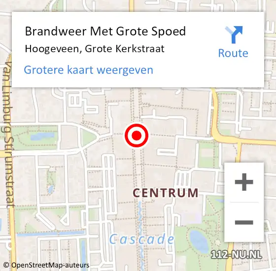 Locatie op kaart van de 112 melding: Brandweer Met Grote Spoed Naar Hoogeveen, Grote Kerkstraat op 16 november 2018 01:05