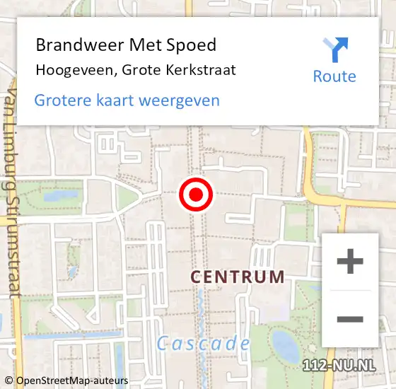 Locatie op kaart van de 112 melding: Brandweer Met Spoed Naar Hoogeveen, Grote Kerkstraat op 16 november 2018 02:21
