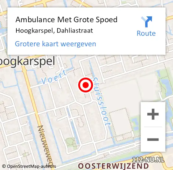 Locatie op kaart van de 112 melding: Ambulance Met Grote Spoed Naar Hoogkarspel, Dahliastraat op 16 november 2018 06:49