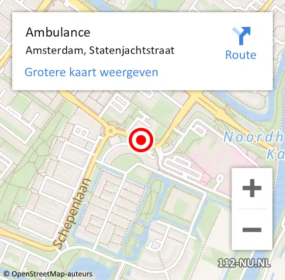 Locatie op kaart van de 112 melding: Ambulance Amsterdam, Statenjachtstraat op 16 november 2018 07:37
