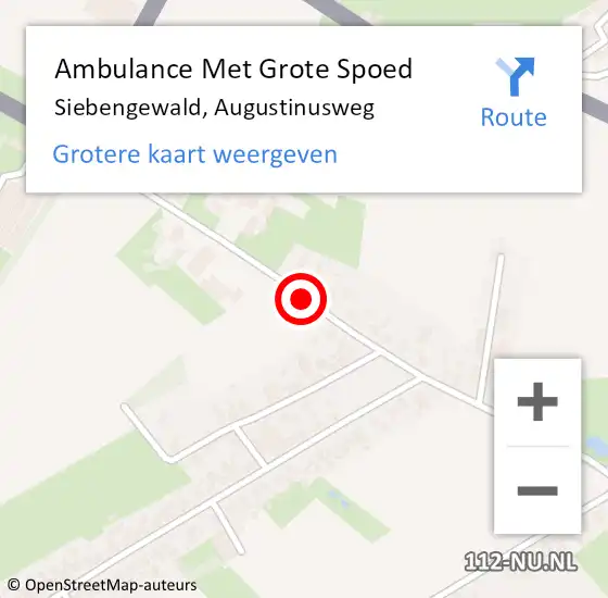 Locatie op kaart van de 112 melding: Ambulance Met Grote Spoed Naar Siebengewald, Augustinusweg op 16 november 2018 09:51