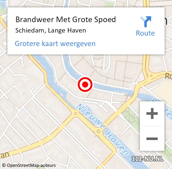 Locatie op kaart van de 112 melding: Brandweer Met Grote Spoed Naar Schiedam, Lange Haven op 16 november 2018 11:09
