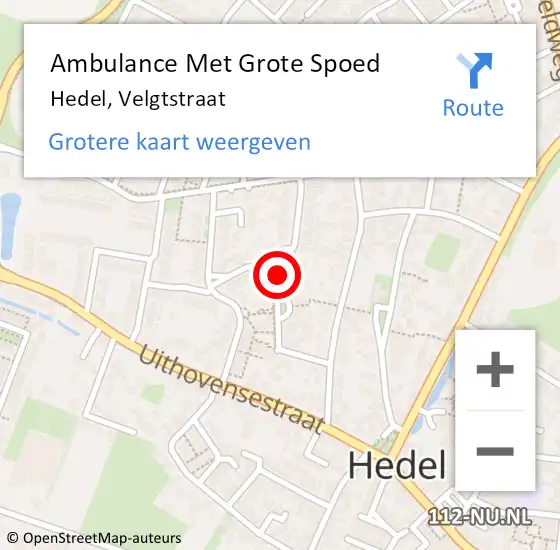 Locatie op kaart van de 112 melding: Ambulance Met Grote Spoed Naar Hedel, Velgtstraat op 16 november 2018 12:29