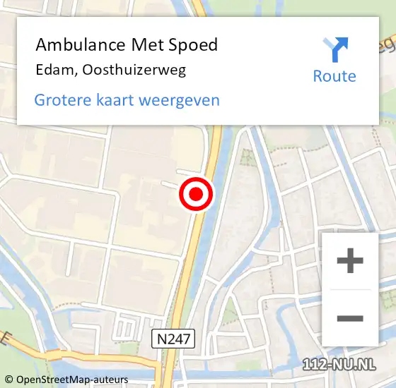 Locatie op kaart van de 112 melding: Ambulance Met Spoed Naar Edam, Oosthuizerweg op 16 november 2018 14:06