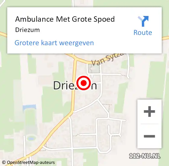 Locatie op kaart van de 112 melding: Ambulance Met Grote Spoed Naar Driezum op 16 november 2018 15:03