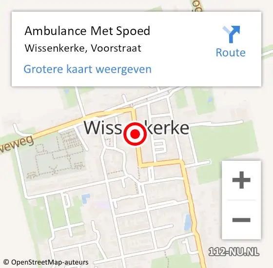 Locatie op kaart van de 112 melding: Ambulance Met Spoed Naar Wissenkerke, Voorstraat op 16 november 2018 17:31