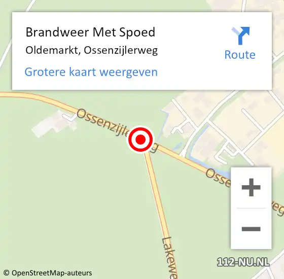 Locatie op kaart van de 112 melding: Brandweer Met Spoed Naar Oldemarkt, Ossenzijlerweg op 16 november 2018 17:43