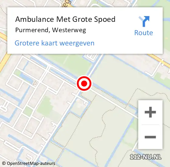 Locatie op kaart van de 112 melding: Ambulance Met Grote Spoed Naar Purmerend, Westerweg op 16 november 2018 18:12