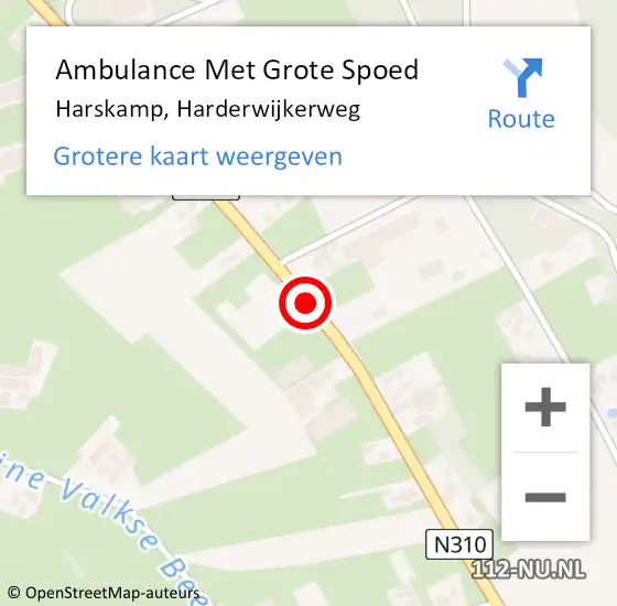Locatie op kaart van de 112 melding: Ambulance Met Grote Spoed Naar Harskamp, Harderwijkerweg op 16 november 2018 22:43