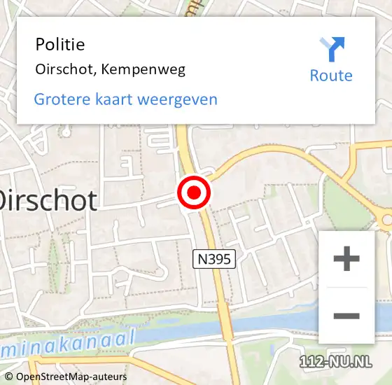 Locatie op kaart van de 112 melding: Politie Oirschot, Kempenweg op 17 november 2018 03:27