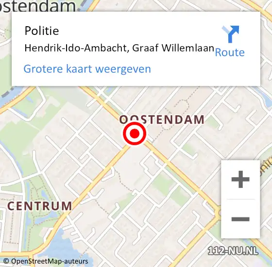 Locatie op kaart van de 112 melding: Politie Hendrik-Ido-Ambacht, Graaf Willemlaan op 17 november 2018 08:35