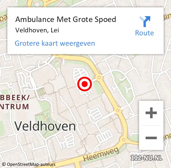 Locatie op kaart van de 112 melding: Ambulance Met Grote Spoed Naar Veldhoven, Lei op 17 november 2018 12:27