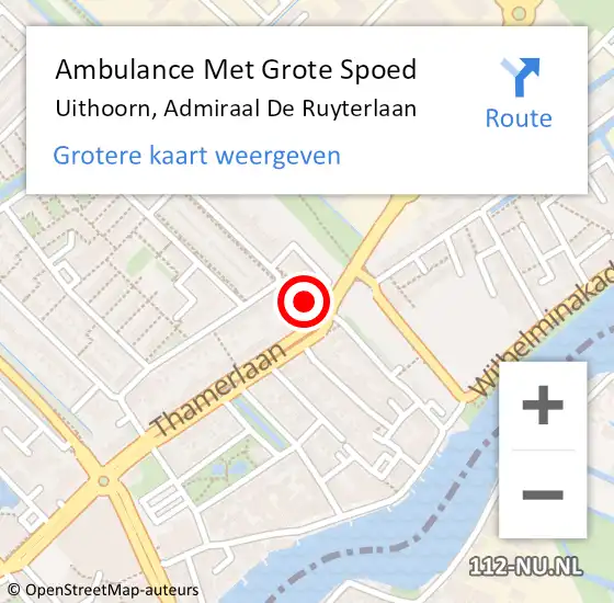 Locatie op kaart van de 112 melding: Ambulance Met Grote Spoed Naar Uithoorn, Admiraal de Ruyterlaan op 17 november 2018 12:30