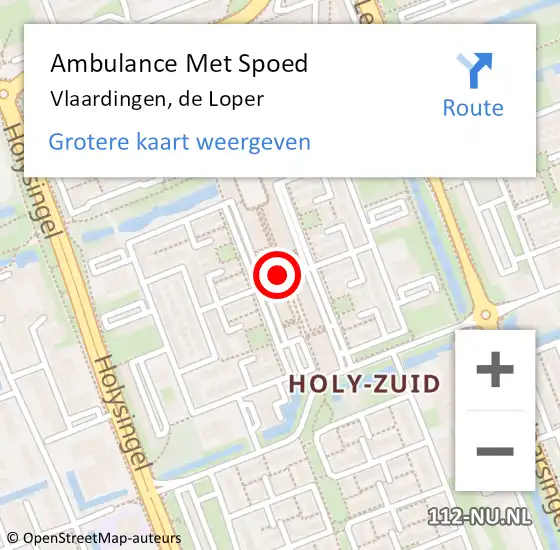 Locatie op kaart van de 112 melding: Ambulance Met Spoed Naar Vlaardingen, de Loper op 17 november 2018 12:30