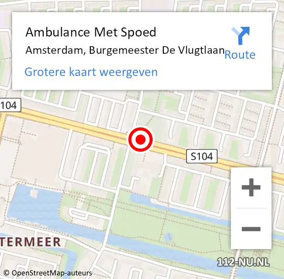 Locatie op kaart van de 112 melding: Ambulance Met Spoed Naar Amsterdam, Burgemeester De Vlugtlaan op 17 november 2018 14:23