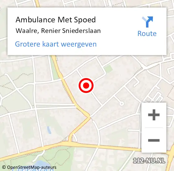 Locatie op kaart van de 112 melding: Ambulance Met Spoed Naar Waalre, Renier Sniederslaan op 17 november 2018 15:15
