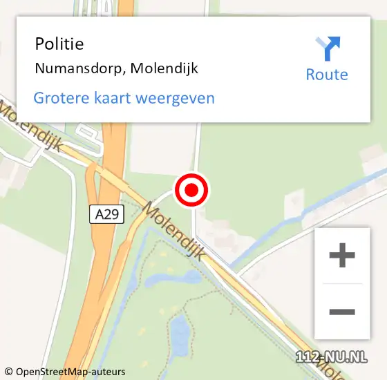Locatie op kaart van de 112 melding: Politie Numansdorp, Molendijk op 17 november 2018 15:58