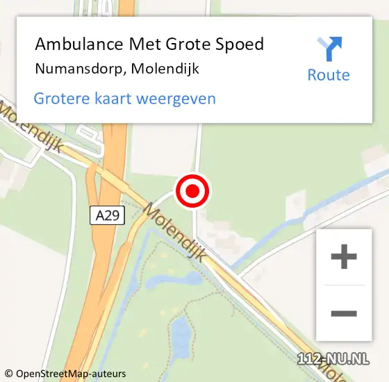 Locatie op kaart van de 112 melding: Ambulance Met Grote Spoed Naar Numansdorp, Molendijk op 17 november 2018 16:00