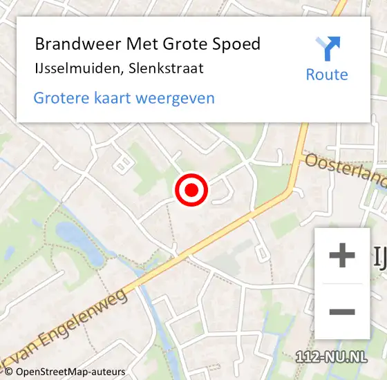 Locatie op kaart van de 112 melding: Brandweer Met Grote Spoed Naar IJsselmuiden, Slenkstraat op 17 november 2018 16:37