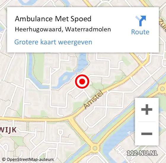 Locatie op kaart van de 112 melding: Ambulance Met Spoed Naar Heerhugowaard, Waterradmolen op 17 november 2018 17:10