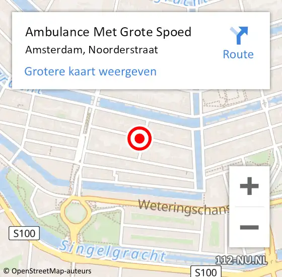 Locatie op kaart van de 112 melding: Ambulance Met Grote Spoed Naar Amsterdam, Noorderstraat op 17 november 2018 20:01