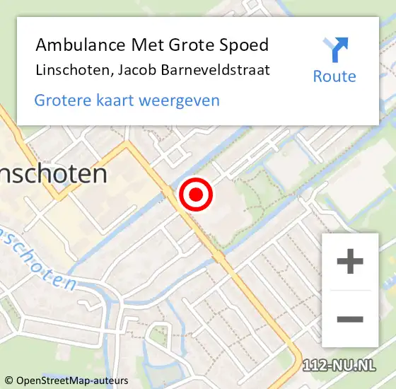 Locatie op kaart van de 112 melding: Ambulance Met Grote Spoed Naar Linschoten, Jacob Barneveldstraat op 17 november 2018 21:33