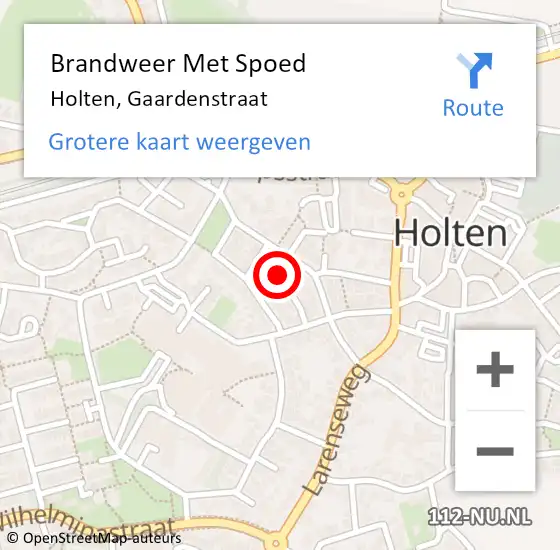 Locatie op kaart van de 112 melding: Brandweer Met Spoed Naar Holten, Gaardenstraat op 17 november 2018 22:33
