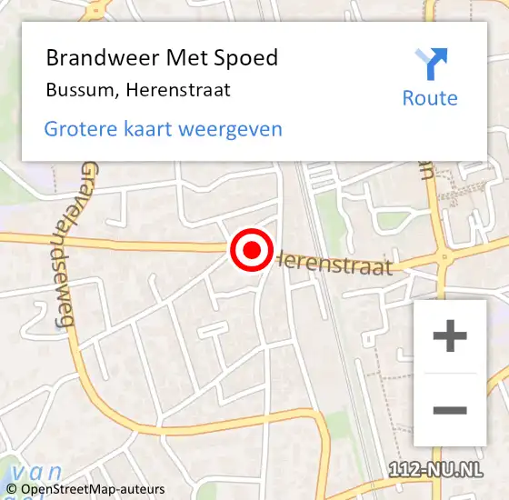 Locatie op kaart van de 112 melding: Brandweer Met Spoed Naar Bussum, Herenstraat op 17 november 2018 22:37