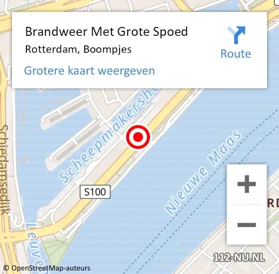 Locatie op kaart van de 112 melding: Brandweer Met Grote Spoed Naar Rotterdam, Boompjes op 17 november 2018 22:46