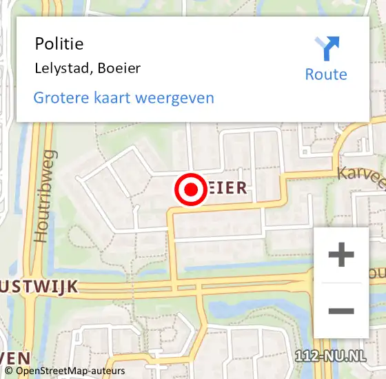 Locatie op kaart van de 112 melding: Politie Lelystad, Boeier op 17 november 2018 22:49