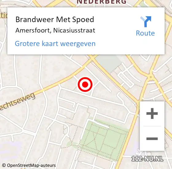 Locatie op kaart van de 112 melding: Brandweer Met Spoed Naar Amersfoort, Nicasiusstraat op 17 november 2018 23:10
