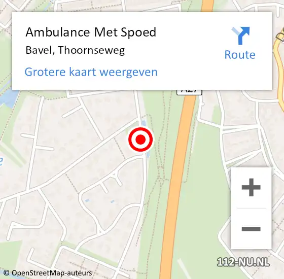 Locatie op kaart van de 112 melding: Ambulance Met Spoed Naar Bavel, Thoornseweg op 18 november 2018 00:05