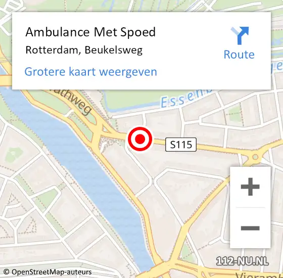 Locatie op kaart van de 112 melding: Ambulance Met Spoed Naar Rotterdam, Beukelsweg op 18 november 2018 00:11
