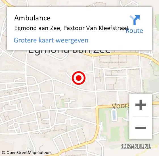 Locatie op kaart van de 112 melding: Ambulance Egmond aan Zee, Pastoor Van Kleefstraat op 18 november 2018 00:16