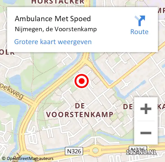 Locatie op kaart van de 112 melding: Ambulance Met Spoed Naar Nijmegen, de Voorstenkamp op 18 november 2018 00:23