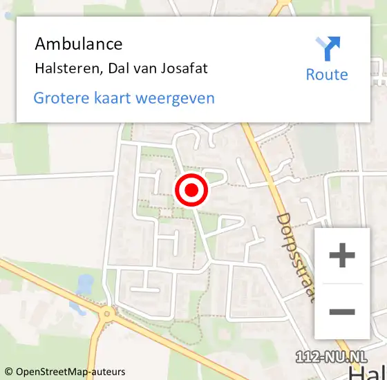 Locatie op kaart van de 112 melding: Ambulance Halsteren, Dal van Josafat op 18 november 2018 00:23
