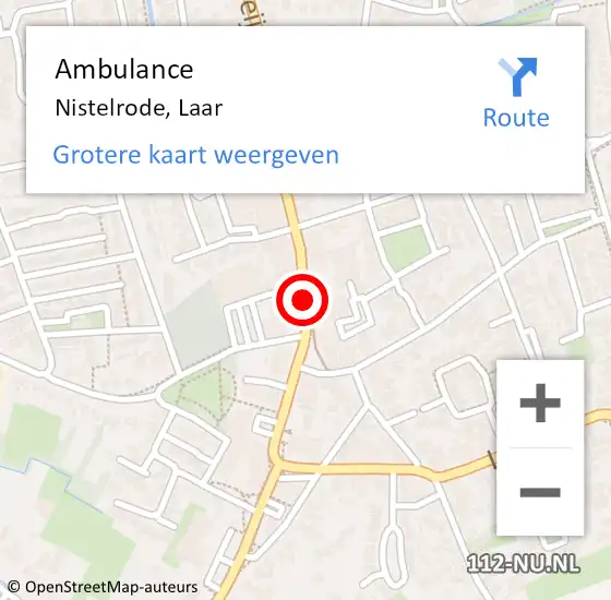 Locatie op kaart van de 112 melding: Ambulance Nistelrode, Laar op 18 november 2018 00:23