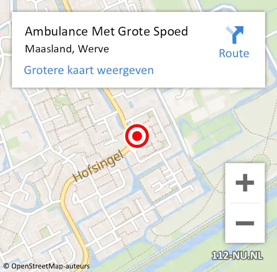Locatie op kaart van de 112 melding: Ambulance Met Grote Spoed Naar Maasland, Werve op 18 november 2018 01:13
