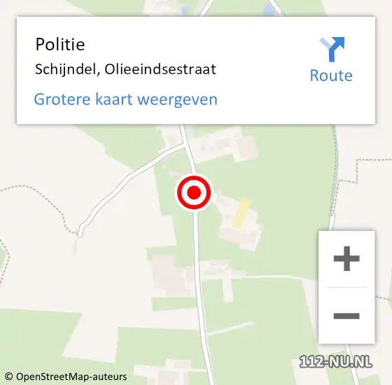 Locatie op kaart van de 112 melding: Politie Schijndel, Olieeindsestraat op 18 november 2018 03:20