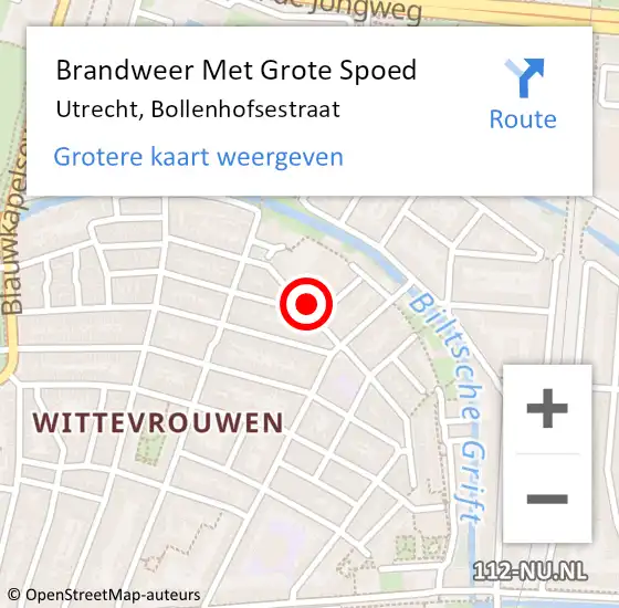 Locatie op kaart van de 112 melding: Brandweer Met Grote Spoed Naar Utrecht, Bollenhofsestraat op 18 november 2018 06:39