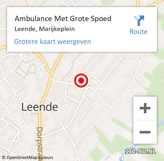 Locatie op kaart van de 112 melding: Ambulance Met Grote Spoed Naar Leende, Marijkeplein op 18 november 2018 09:41