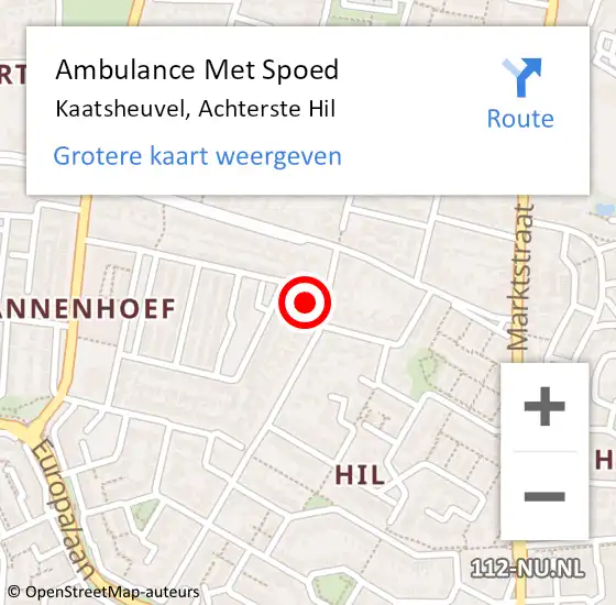 Locatie op kaart van de 112 melding: Ambulance Met Spoed Naar Kaatsheuvel, Achterste Hil op 18 november 2018 10:18