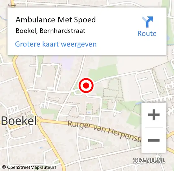 Locatie op kaart van de 112 melding: Ambulance Met Spoed Naar Boekel, Bernhardstraat op 18 november 2018 11:06