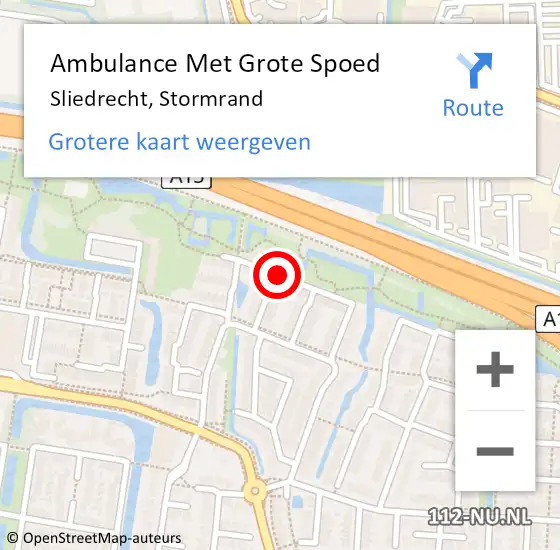 Locatie op kaart van de 112 melding: Ambulance Met Grote Spoed Naar Sliedrecht, Stormrand op 18 november 2018 12:34
